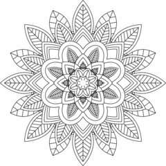 Easy Mandala coloring book simple and basic for beginners, seniors and children. Set of Mehndi flower pattern for Henna drawing and tattoo. Decoration in ethnic oriental, Indian style.