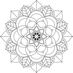 Easy Mandala coloring book simple and basic for beginners, seniors and children. Set of Mehndi flower pattern for Henna drawing and tattoo. Decoration in ethnic oriental, Indian style.