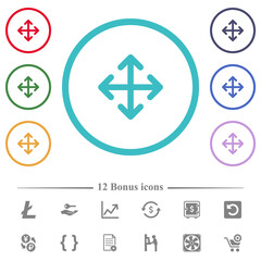 Move arrows flat color icons in circle shape outlines