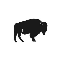 Buffalo icon silhouette. Retro letterpress effect. Bison black symbol pictogram isolated. Use for steak house logo, national park infographics, grill logotype. Stock design © jeksonjs