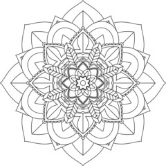 Easy Mandala coloring book simple and basic for beginners, seniors and children. Set of Mehndi flower pattern for Henna drawing and tattoo. Decoration in ethnic oriental, Indian style.
