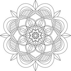Easy Mandala coloring book simple and basic for beginners, seniors and children. Set of Mehndi flower pattern for Henna drawing and tattoo. Decoration in ethnic oriental, Indian style.