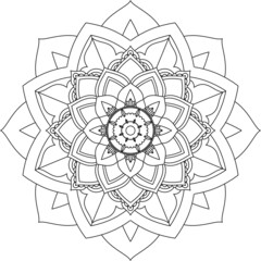 Easy Mandala coloring book simple and basic for beginners, seniors and children. Set of Mehndi flower pattern for Henna drawing and tattoo. Decoration in ethnic oriental, Indian style.