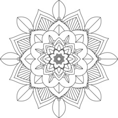 Easy Mandala coloring book simple and basic for beginners, seniors and children. Set of Mehndi flower pattern for Henna drawing and tattoo. Decoration in ethnic oriental, Indian style.