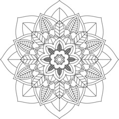 Easy Mandala coloring book simple and basic for beginners, seniors and children. Set of Mehndi flower pattern for Henna drawing and tattoo. Decoration in ethnic oriental, Indian style.