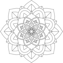 Easy Mandala coloring book simple and basic for beginners, seniors and children. Set of Mehndi flower pattern for Henna drawing and tattoo. Decoration in ethnic oriental, Indian style.