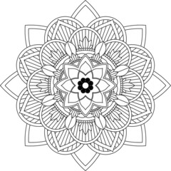 Easy Mandala coloring book simple and basic for beginners, seniors and children. Set of Mehndi flower pattern for Henna drawing and tattoo. Decoration in ethnic oriental, Indian style.