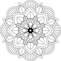 Fototapeta premium Easy Mandala coloring book simple and basic for beginners, seniors and children. Set of Mehndi flower pattern for Henna drawing and tattoo. Decoration in ethnic oriental, Indian style.