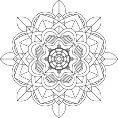 Easy Mandala coloring book simple and basic for beginners, seniors and children. Set of Mehndi flower pattern for Henna drawing and tattoo. Decoration in ethnic oriental, Indian style.