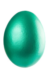 Single Easter Egg isolated on white. A lovely Green metallic egg on white background. Studio shot