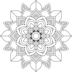 Easy Mandala coloring book simple and basic for beginners, seniors and children. Set of Mehndi flower pattern for Henna drawing and tattoo. Decoration in ethnic oriental, Indian style.