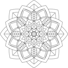 Easy Mandala coloring book simple and basic for beginners, seniors and children. Set of Mehndi flower pattern for Henna drawing and tattoo. Decoration in ethnic oriental, Indian style.