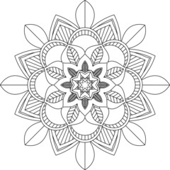 Easy Mandala coloring book simple and basic for beginners, seniors and children. Set of Mehndi flower pattern for Henna drawing and tattoo. Decoration in ethnic oriental, Indian style.