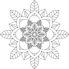 Easy Mandala coloring book simple and basic for beginners, seniors and children. Set of Mehndi flower pattern for Henna drawing and tattoo. Decoration in ethnic oriental, Indian style.