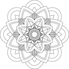 Fototapeta premium Easy Mandala coloring book simple and basic for beginners, seniors and children. Set of Mehndi flower pattern for Henna drawing and tattoo. Decoration in ethnic oriental, Indian style.