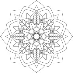 Easy Mandala coloring book simple and basic for beginners, seniors and children. Set of Mehndi flower pattern for Henna drawing and tattoo. Decoration in ethnic oriental, Indian style.