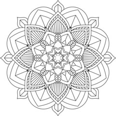 Easy Mandala coloring book simple and basic for beginners, seniors and children. Set of Mehndi flower pattern for Henna drawing and tattoo. Decoration in ethnic oriental, Indian style.