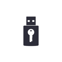 usb stick security key vector icon on white