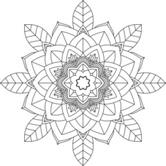 Easy Mandala coloring book simple and basic for beginners, seniors and children. Set of Mehndi flower pattern for Henna drawing and tattoo. Decoration in ethnic oriental, Indian style.