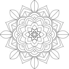 Easy Mandala coloring book simple and basic for beginners, seniors and children. Set of Mehndi flower pattern for Henna drawing and tattoo. Decoration in ethnic oriental, Indian style.