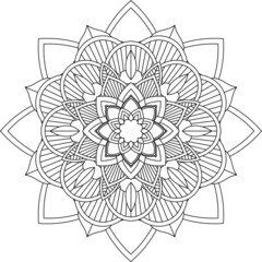 Easy Mandala coloring book simple and basic for beginners, seniors and children. Set of Mehndi flower pattern for Henna drawing and tattoo. Decoration in ethnic oriental, Indian style.