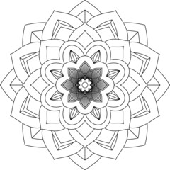 Easy Mandala coloring book simple and basic for beginners, seniors and children. Set of Mehndi flower pattern for Henna drawing and tattoo. Decoration in ethnic oriental, Indian style.