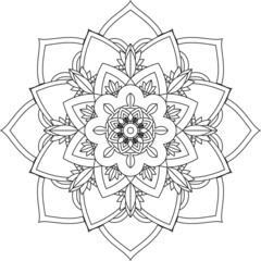 Easy Mandala coloring book simple and basic for beginners, seniors and children. Set of Mehndi flower pattern for Henna drawing and tattoo. Decoration in ethnic oriental, Indian style.
