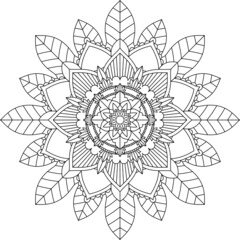 Easy Mandala coloring book simple and basic for beginners, seniors and children. Set of Mehndi flower pattern for Henna drawing and tattoo. Decoration in ethnic oriental, Indian style.