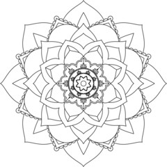 Easy Mandala coloring book simple and basic for beginners, seniors and children. Set of Mehndi flower pattern for Henna drawing and tattoo. Decoration in ethnic oriental, Indian style.