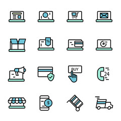 online shopping and services icon set