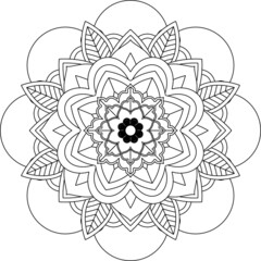 Easy Mandala coloring book simple and basic for beginners, seniors and children. Set of Mehndi flower pattern for Henna drawing and tattoo. Decoration in ethnic oriental, Indian style.