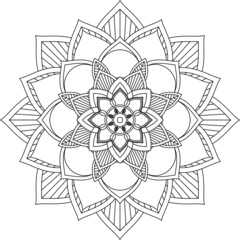 Easy Mandala coloring book simple and basic for beginners, seniors and children. Set of Mehndi flower pattern for Henna drawing and tattoo. Decoration in ethnic oriental, Indian style.