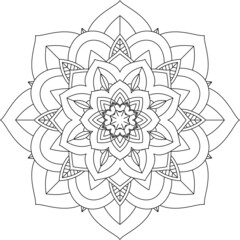 Easy Mandala coloring book simple and basic for beginners, seniors and children. Set of Mehndi flower pattern for Henna drawing and tattoo. Decoration in ethnic oriental, Indian style.