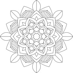 Easy Mandala coloring book simple and basic for beginners, seniors and children. Set of Mehndi flower pattern for Henna drawing and tattoo. Decoration in ethnic oriental, Indian style.