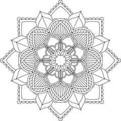 Easy Mandala coloring book simple and basic for beginners, seniors and children. Set of Mehndi flower pattern for Henna drawing and tattoo. Decoration in ethnic oriental, Indian style.