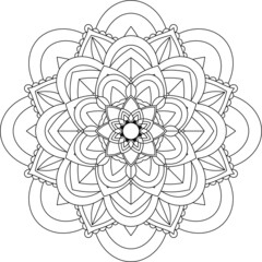Easy Mandala coloring book simple and basic for beginners, seniors and children. Set of Mehndi flower pattern for Henna drawing and tattoo. Decoration in ethnic oriental, Indian style.