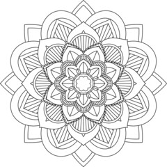 Easy Mandala coloring book simple and basic for beginners, seniors and children. Set of Mehndi flower pattern for Henna drawing and tattoo. Decoration in ethnic oriental, Indian style.