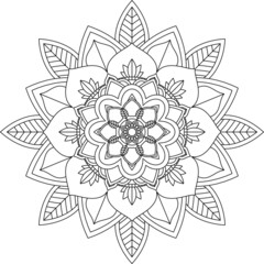 Easy Mandala coloring book simple and basic for beginners, seniors and children. Set of Mehndi flower pattern for Henna drawing and tattoo. Decoration in ethnic oriental, Indian style.