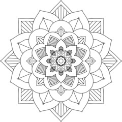 Easy Mandala coloring book simple and basic for beginners, seniors and children. Set of Mehndi flower pattern for Henna drawing and tattoo. Decoration in ethnic oriental, Indian style.