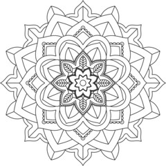 Easy Mandala coloring book simple and basic for beginners, seniors and children. Set of Mehndi flower pattern for Henna drawing and tattoo. Decoration in ethnic oriental, Indian style.