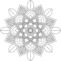 Easy Mandala coloring book simple and basic for beginners, seniors and children. Set of Mehndi flower pattern for Henna drawing and tattoo. Decoration in ethnic oriental, Indian style.