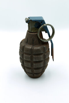 american hand grenade on white background
