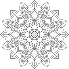 Easy Mandala coloring book simple and basic for beginners, seniors and children. Set of Mehndi flower pattern for Henna drawing and tattoo. Decoration in ethnic oriental, Indian style.