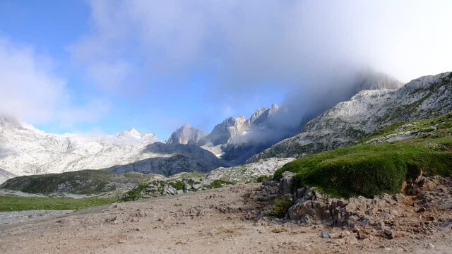 Image of high mountains canada alps i alpine trip on rocky cloudy day