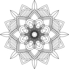 Easy Mandala coloring book simple and basic for beginners, seniors and children. Set of Mehndi flower pattern for Henna drawing and tattoo. Decoration in ethnic oriental, Indian style.