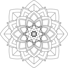 Fototapeta premium Easy Mandala coloring book simple and basic for beginners, seniors and children. Set of Mehndi flower pattern for Henna drawing and tattoo. Decoration in ethnic oriental, Indian style.