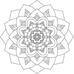 Easy Mandala coloring book simple and basic for beginners, seniors and children. Set of Mehndi flower pattern for Henna drawing and tattoo. Decoration in ethnic oriental, Indian style.