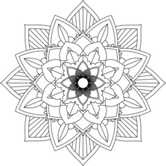 Easy Mandala coloring book simple and basic for beginners, seniors and children. Set of Mehndi flower pattern for Henna drawing and tattoo. Decoration in ethnic oriental, Indian style.