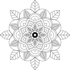 Easy Mandala coloring book simple and basic for beginners, seniors and children. Set of Mehndi flower pattern for Henna drawing and tattoo. Decoration in ethnic oriental, Indian style.