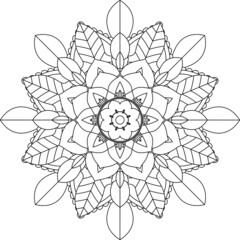 Easy Mandala coloring book simple and basic for beginners, seniors and children. Set of Mehndi flower pattern for Henna drawing and tattoo. Decoration in ethnic oriental, Indian style.